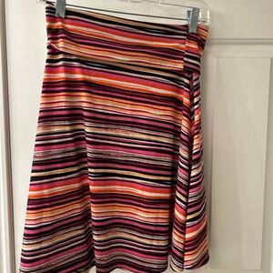 Orange and Black Knee-Length A-Line Skirt